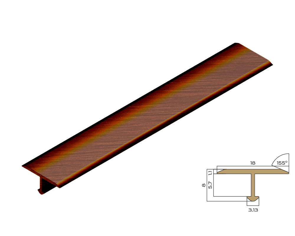 PVL36-05 Профиль Т-образный плоский латунь Антик медь светлая 18мм х 2.7м