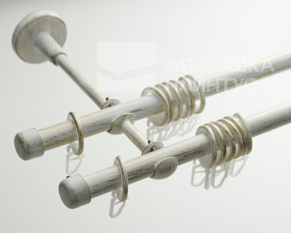 Карниз двухрядный кованый УЮТ d25мм 2,4м Белый/Золото