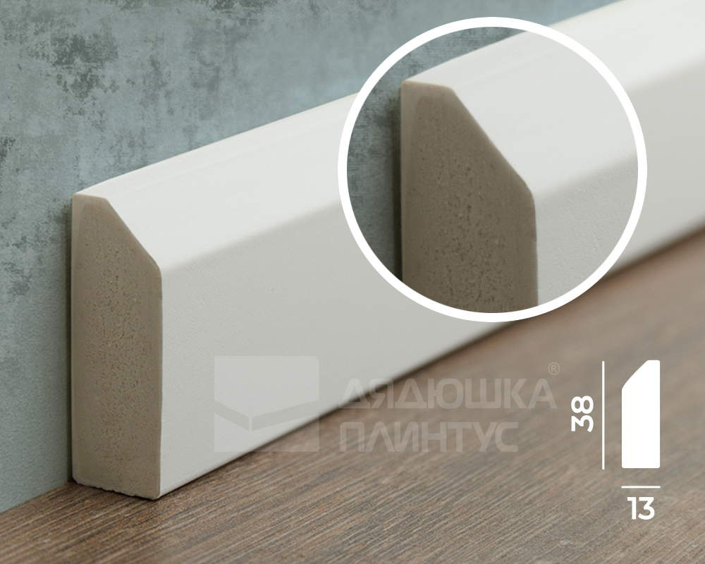 Плинтус из полистирола высокой плотности Волшебная палочка MSPOL 111 38*13*2000 Белый под покраску